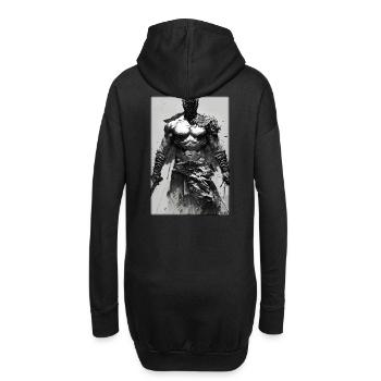Krieger Schwert Vintage Schwarz Weiß 4 - Hoodie-Kleid - Schwarz - Hinten