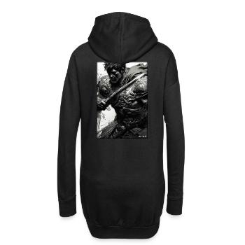 Krieger Schwert Vintage Schwarz Weiß 5 - Hoodie-Kleid - Schwarz - Hinten