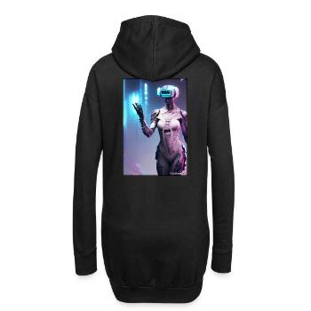 Roboter Zukunft Wissenschaft Sci-Fi Maschine - Hoodie-Kleid - Schwarz - Hinten