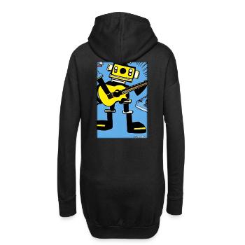 Roboter Gitarre Gitarrist Zukunft Musik Comic - Hoodie-Kleid - Schwarz - Hinten