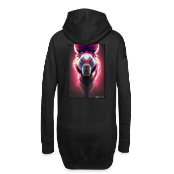 Lion Big Cat Cyber Neon Punk Future Science-Fi - Sweat-shirt à capuche long Femme - noir - Dos