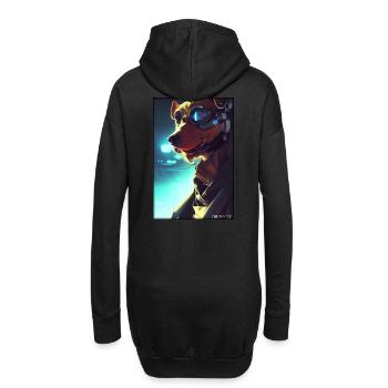 Hund Hundeliebhaber Cyber Neon Punk Zukunft Sci-Fi - Hoodie-Kleid - Schwarz - Hinten