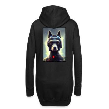 Hund Hundeliebhaber Cyber Neon Punk Zukunft Sci-Fi - Hoodie-Kleid - Schwarz - Hinten