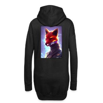 Fuchs Wildtier Cyber Neon Punk Zukunft Sci-Fi - Hoodie-Kleid - Schwarz - Hinten