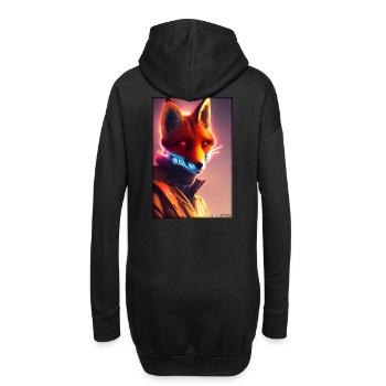 Fuchs Wildtier Cyber Neon Punk Zukunft Sci-Fi - Hoodie-Kleid - Schwarz - Hinten