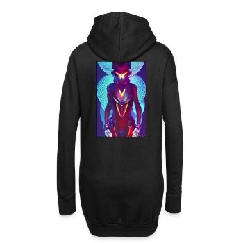 Fuchs Wildtier Cyber Neon Punk Zukunft Sci-Fi - Hoodie-Kleid - Schwarz - Hinten