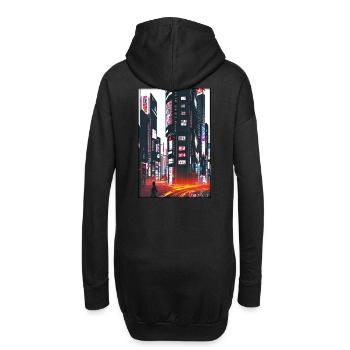 Tokyo City Stadt Cyber Punk Zukunft Sci-Fi Asien - Hoodie-Kleid - Schwarz - Hinten
