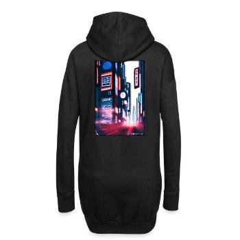 Tokyo City Stadt Cyber Punk Zukunft Sci-Fi Asien - Hoodie-Kleid - Schwarz - Hinten