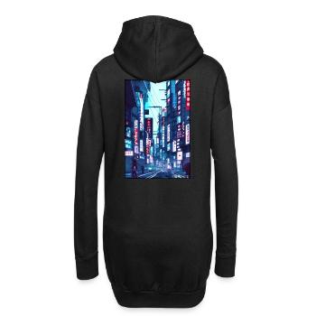 Tokyo City Stadt Cyber Punk Zukunft Sci-Fi Asien - Hoodie-Kleid - Schwarz - Hinten