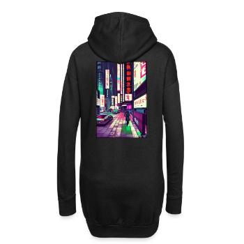 Tokyo City Stadt Cyber Punk Zukunft Sci-Fi Asien - Hoodie-Kleid - Schwarz - Hinten