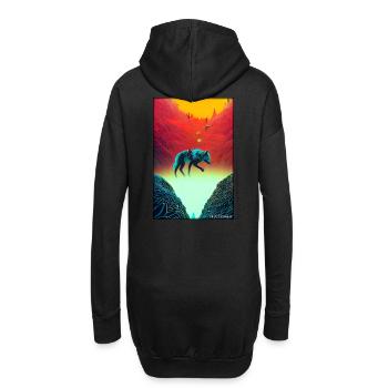 Loup Animal Motif Nature Faune Mystique Sauvage - Sweat-shirt à capuche long Femme - noir - Dos