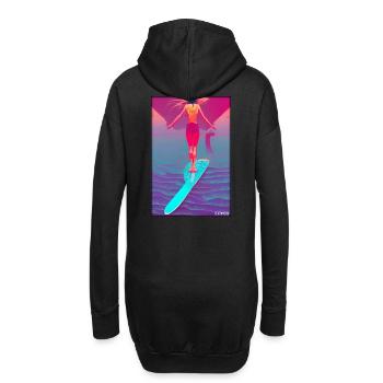 Surfer fille fille femme planche de surf vagues mer - Sweat-shirt à capuche long Femme - noir - Dos