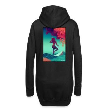 Surfer fille fille femme planche de surf vagues mer - Sweat-shirt à capuche long Femme - noir - Dos