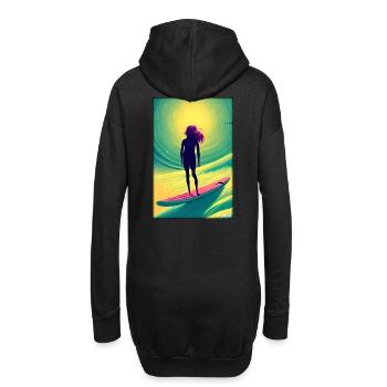 Surfer fille fille femme planche de surf vagues mer - Sweat-shirt à capuche long Femme - noir - Dos