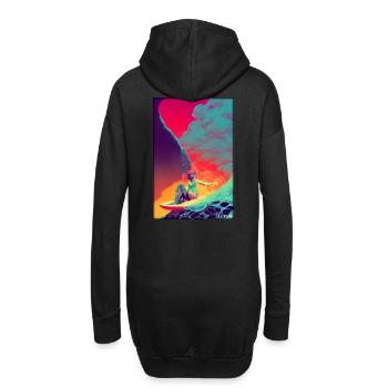 Surfer fille fille femme planche de surf vagues mer - Sweat-shirt à capuche long Femme - noir - Dos