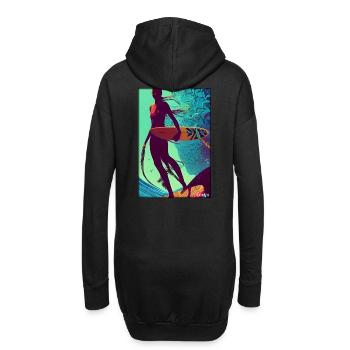 Surfer fille fille femme planche de surf vagues mer - Sweat-shirt à capuche long Femme - noir - Dos