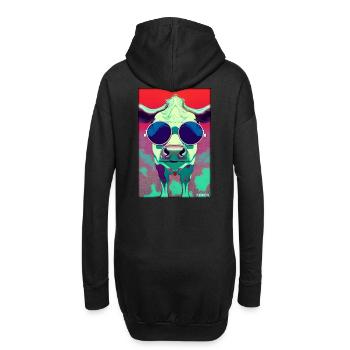 Kuh Sonnenbrille Tierwelt Bauernhof Milchkuh - Hoodie-Kleid - Schwarz - Hinten
