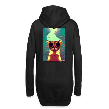 Chat Chat Lunettes de soleil Animaux sauvages Animaux de compagnie - Sweat-shirt à capuche long Femme - noir - Dos