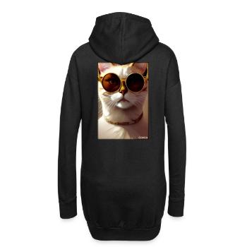 Katze Kater Sonnenbrille Tierwelt Tiere Haustier - Hoodie-Kleid - Schwarz - Hinten