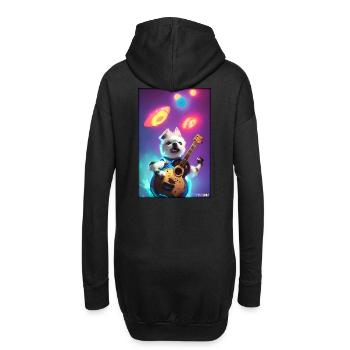 Chien Guitare Animal de compagnie Musicien Chien Ami - Sweat-shirt à capuche long Femme - noir - Dos