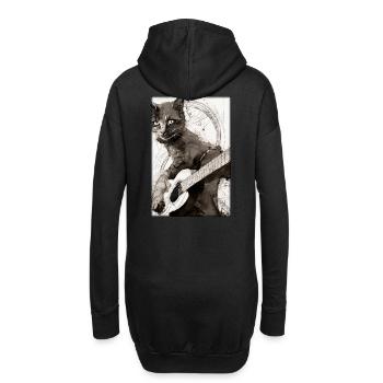 Katze Gitarre Haustier Musiker Katzenfreund - Hoodie-Kleid - Schwarz - Hinten