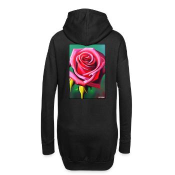 Rose Rose Fleur Spring Meadow Green - Sweat-shirt à capuche long Femme - noir - Dos
