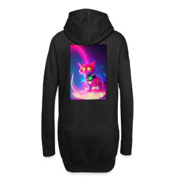 Space Cyber Cat Future Pet Cat Love - Sweat-shirt à capuche long Femme - noir - Dos