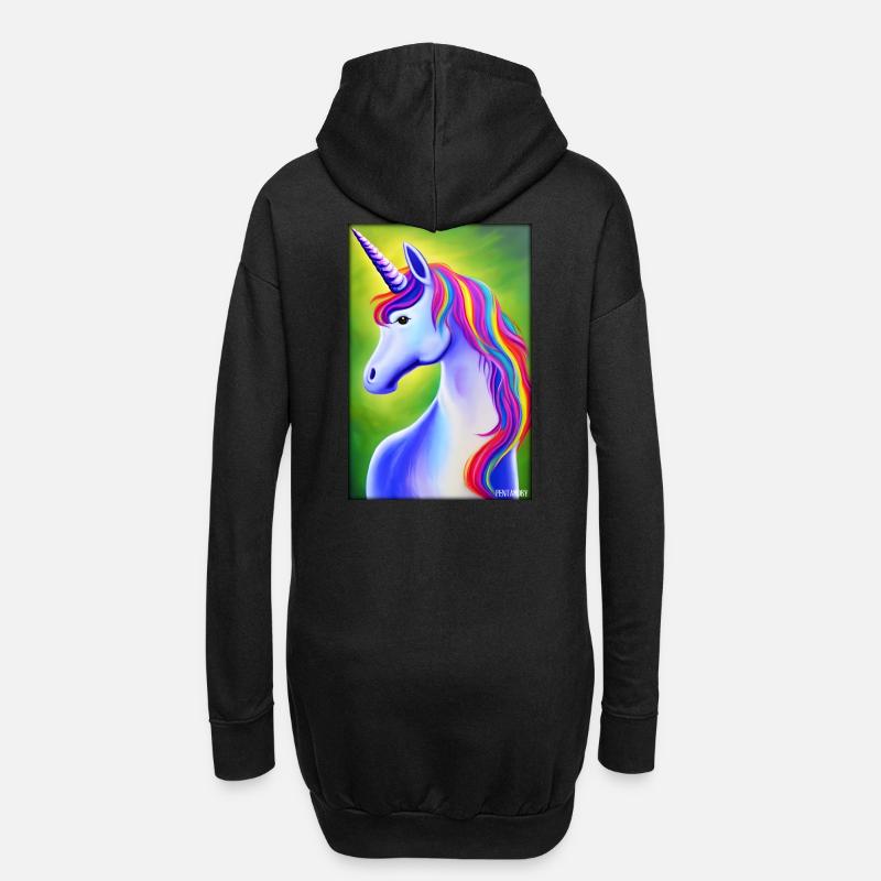 Einhorn Regenbogen Magie Märchen Fabeltier - Hoodie-Kleid - Schwarz