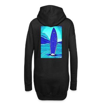 Surfer Surfbrett Wassersport Sommer Sonne Strand - Hoodie-Kleid - Schwarz - Hinten