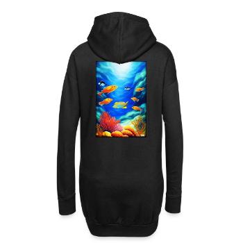 Vie marine Monde sous-marin Poissons Mer Lac animal - Sweat-shirt à capuche long Femme - noir - Dos