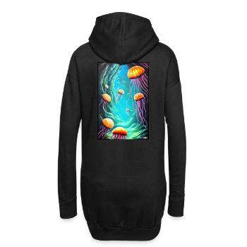 Vie marine Monde sous-marin Poissons Mer Lac animal - Sweat-shirt à capuche long Femme - noir - Dos