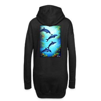 Vie marine Monde sous-marin Poissons Mer Lac animal - Sweat-shirt à capuche long Femme - noir - Dos