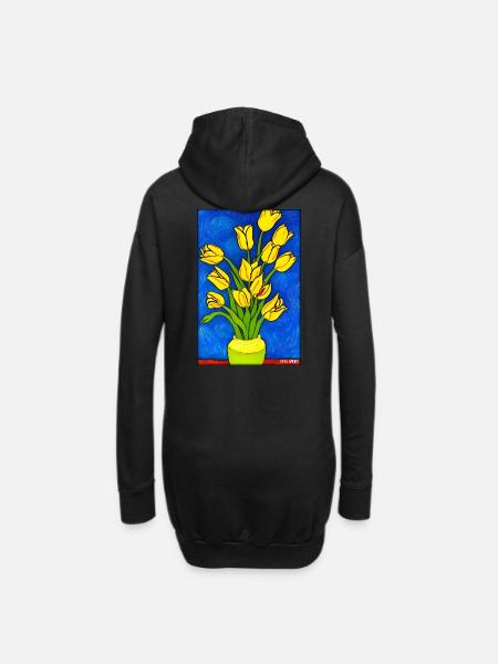 Tulpe Liliengewächse Blume Frühling Wiese Grün - Hoodie-Kleid - Schwarz