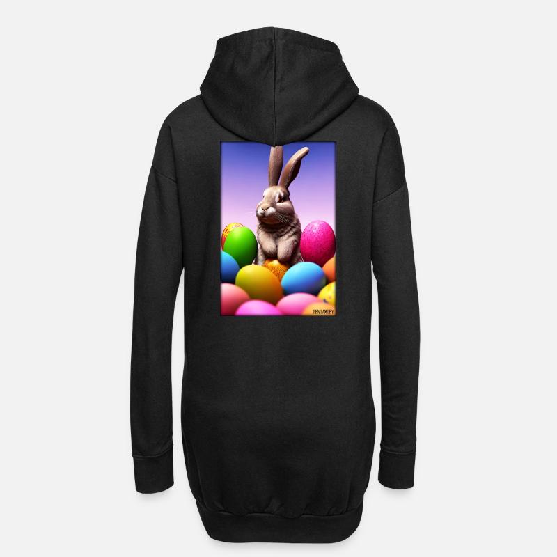 Rabbit Easter Easter Pet Easter Holiday - Hoodie Dress - black