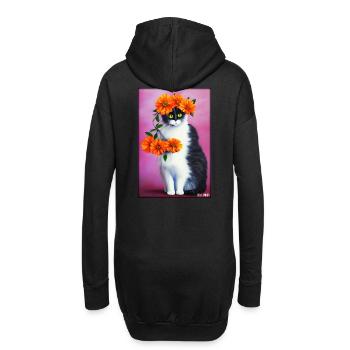 Katze Blume Natur Blüte Garten Katzenliebe Kater - Hoodie-Kleid - Schwarz - Hinten