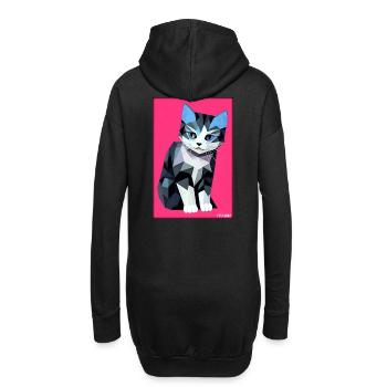 Katze Kater Polygon Tier Stubentiger Haustier - Hoodie-Kleid - Schwarz - Hinten