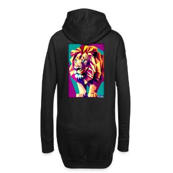 Leo Polygon Arc-en-ciel coloré sauvage Faune sauvage - Sweat-shirt à capuche long Femme - noir - Dos