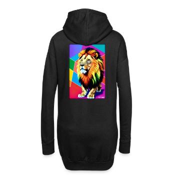 Leo Polygon Arc-en-ciel coloré sauvage Faune sauvage - Sweat-shirt à capuche long Femme - noir - Dos