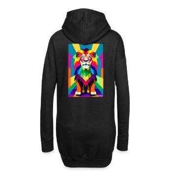 Leo Polygon Arc-en-ciel coloré sauvage Faune sauvage - Sweat-shirt à capuche long Femme - noir - Dos