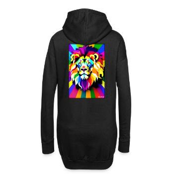 Leo Polygon Arc-en-ciel coloré sauvage Faune sauvage - Sweat-shirt à capuche long Femme - noir - Dos
