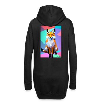 Fuchs Polygon Waldbewohner Waldtier Wildnis Tier - Hoodie-Kleid - Schwarz - Hinten