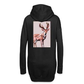 Cerf Polygone Faune sauvage Forêt Nature Bois - Sweat-shirt à capuche long Femme - noir - Dos