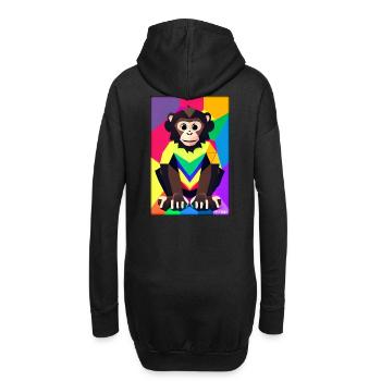 Affe Polygon Tiere Wildnis Zoo Afrika Safari - Hoodie-Kleid - Schwarz - Hinten