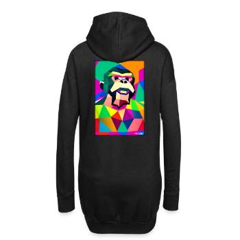 Affe Polygon Tiere Wildnis Zoo Afrika Safari - Hoodie-Kleid - Schwarz - Hinten