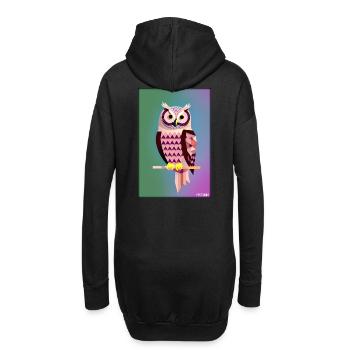 Eule Wütend Polygon Waldtier Wildnis Vogel Nacht - Hoodie-Kleid - Schwarz - Hinten