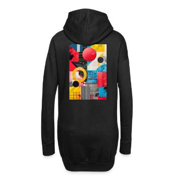 Retro Style - Abstrakte Formen - Hoodie-Kleid - Schwarz - Hinten