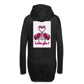 Flamingo love - Hoodie-Kleid - Schwarz - Hinten