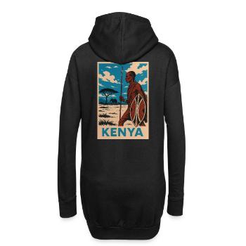Kenya Maasai Warrior Nature Illustration - Hoodie-Kleid - Schwarz - Hinten