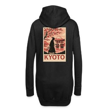 Kyoto Samurai und Kirschblüten Silhouette - Hoodie-Kleid - Schwarz - Hinten