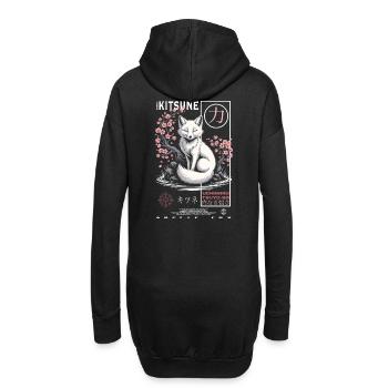 Kitsune Fuchs - japanisch asiatisch - Hoodie-Kleid - Schwarz - Hinten